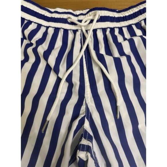 Soobaya Men’s Blue &White Striped Swim Shorts Trunks Size Medium - Picture 2 of 8